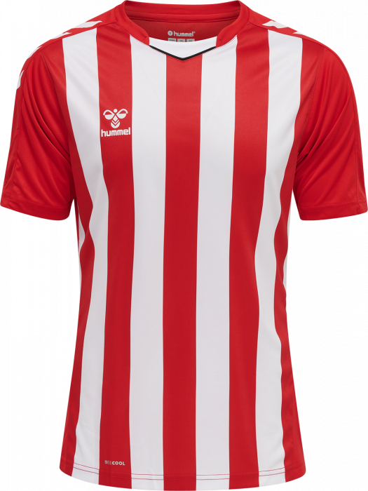 Hummel - Core Xk Striped Jersey Jr - True Red & bianco